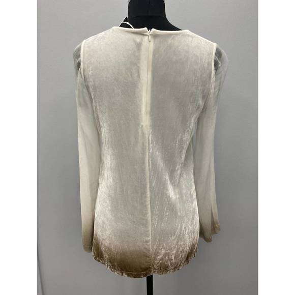 NEW VIVIANA UCHITEL gold ombre silk velvet blouse in white - Picture 2 of 5